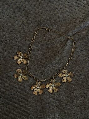 Gold Floral Statement Necklace - Women's Jewelry